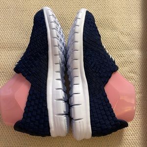New w/Box - Darling Navy Viliya Blue Weave Slip-ons